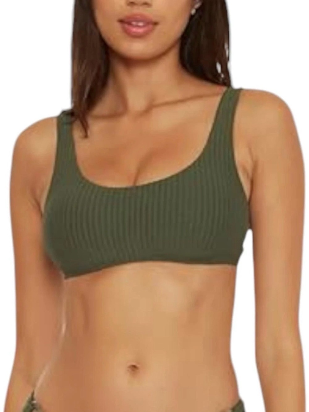 BECCA Women's Line in The Sand Harley Rib Strappy Scoop Bra Cactus NWOT